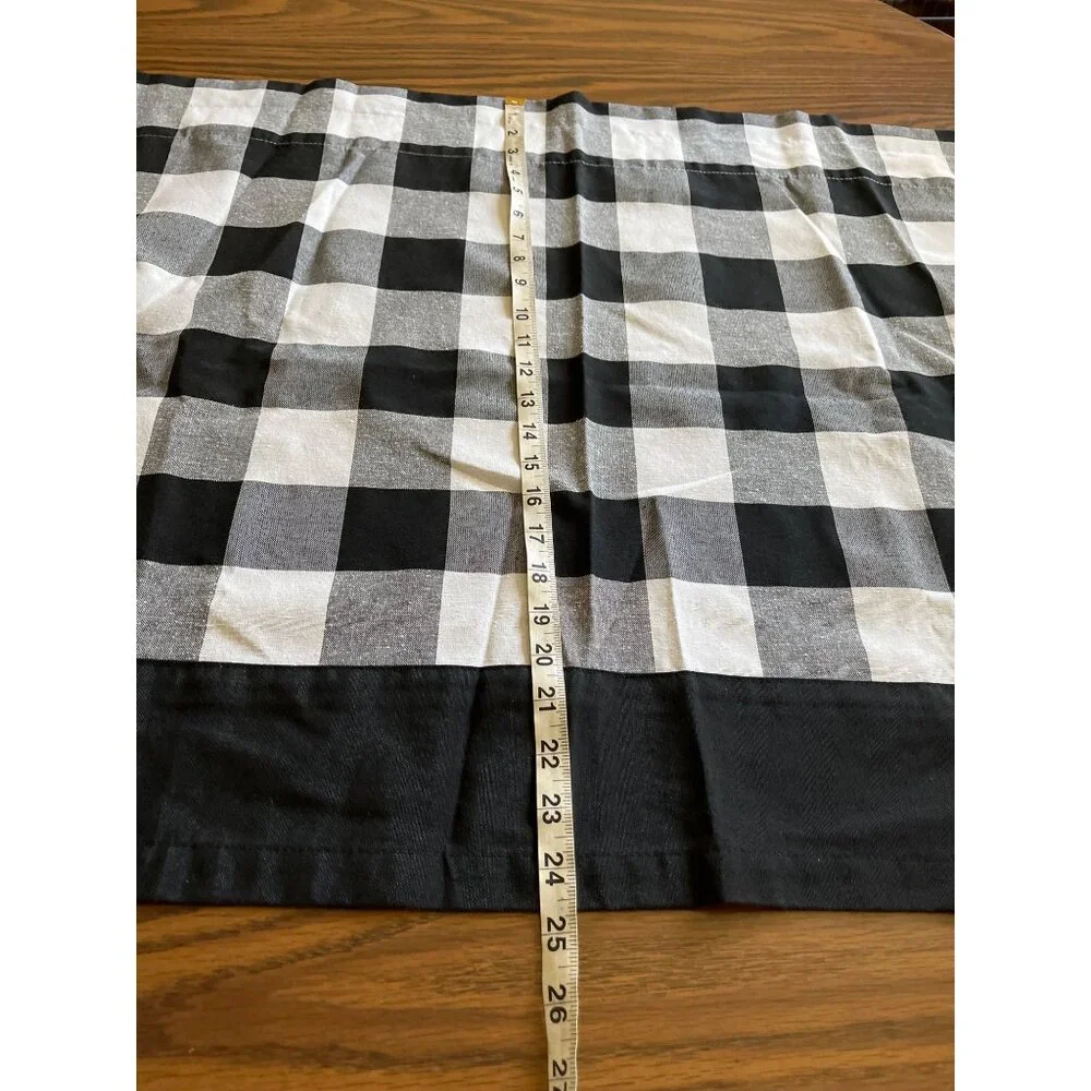 Achim Home Decor black white plaid shower curtain and matching window curtain
